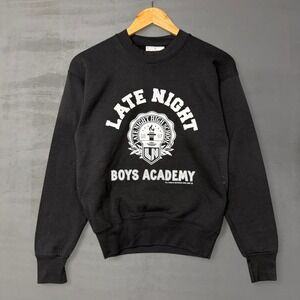 80s Sweatshirt Black Late Night Boys‎ Academy Graphic Crewneck Medium